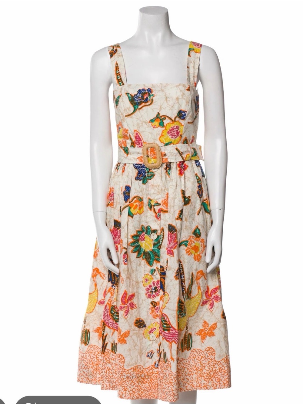 Cara Cara Cream Floral Belted Sundress with Multicolor Floral Print